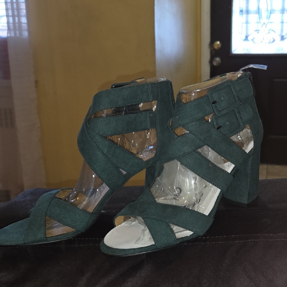 Franco Sarto Mailya Dark Green Strappy Heels